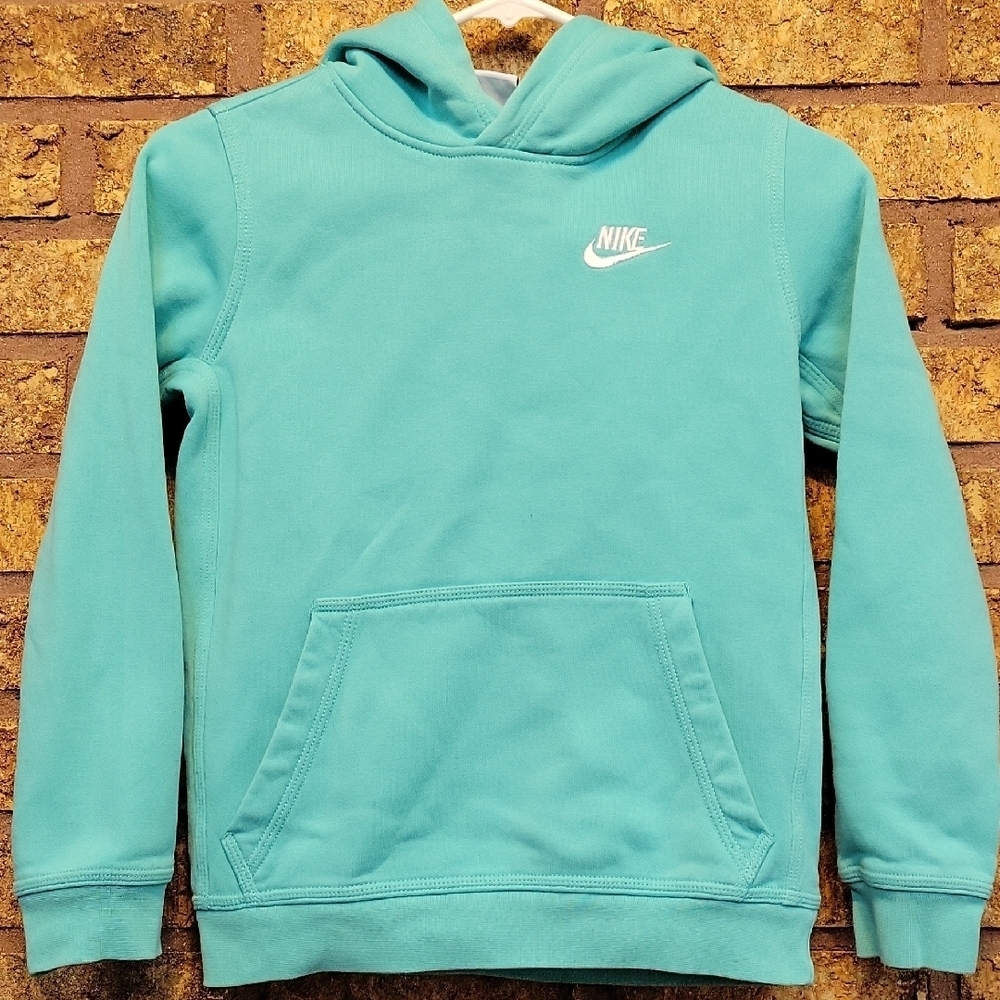 Nike Kids Turquoise Pullover Hoodie Sweatshrit Size Medium Casual Athletic - Picture 5 of 8